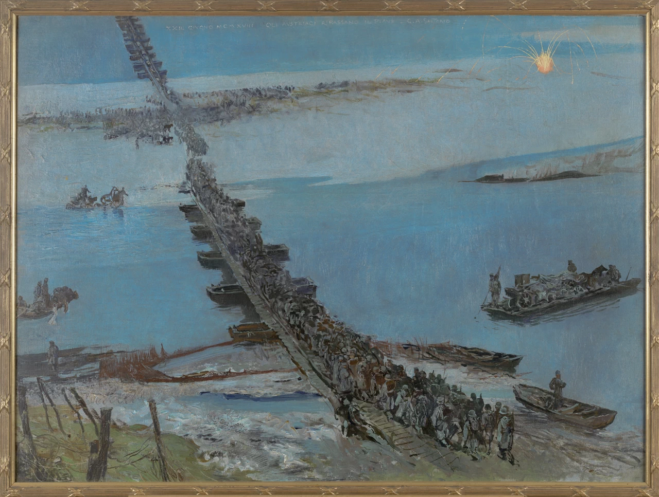 Gli austriaci ripassano il Piave - Fondo G.A. Sartorio. Palazzo della Farnesina, Roma